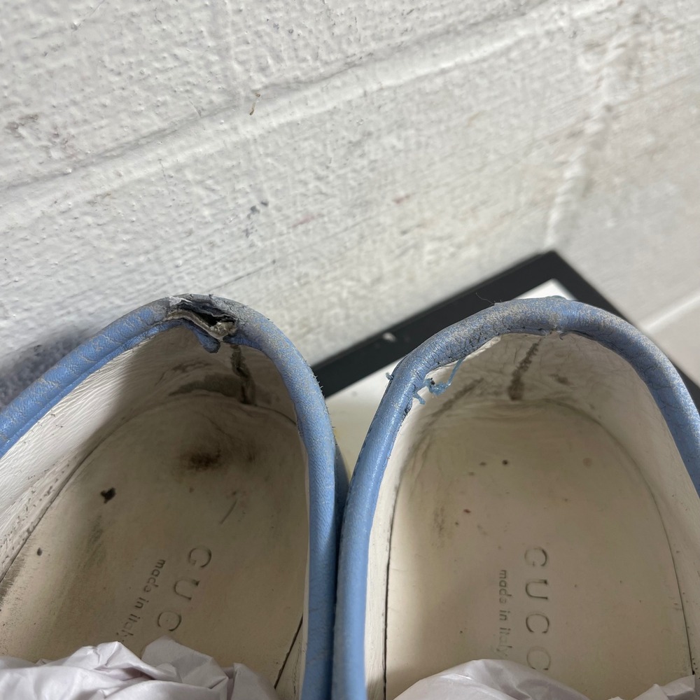 Gucci Women's Blue Leather Trainers Low Top Sneaker Lace up Size 36.5/6.5 US - Picture 9 of 13